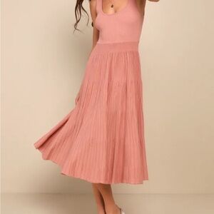 Lulus Dusty Rose Midi Sweater Dress, Size S